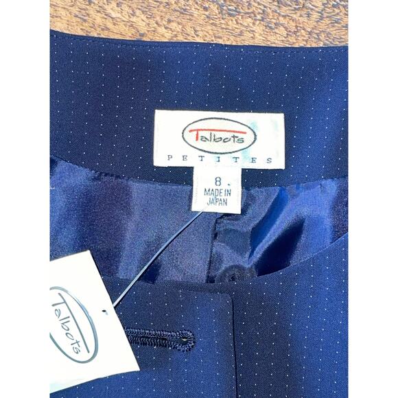 NWT Womens Talbots Navy Small White Dot Button Down Blazer Suit Jacket 8 Petite - Picture 7 of 8